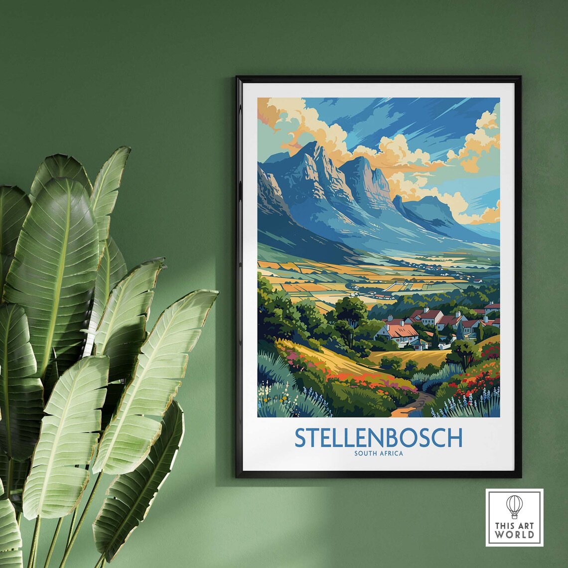Stellenbosch South Africa Mountain Vineyard Valley Scenic Poster - Image 2