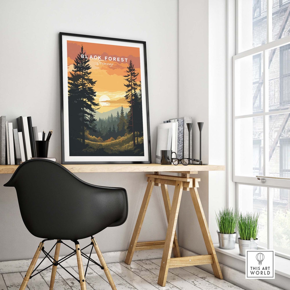 Black Forest Germany Sunset Pine Silhouettes Mountain Art Poster - Image 4