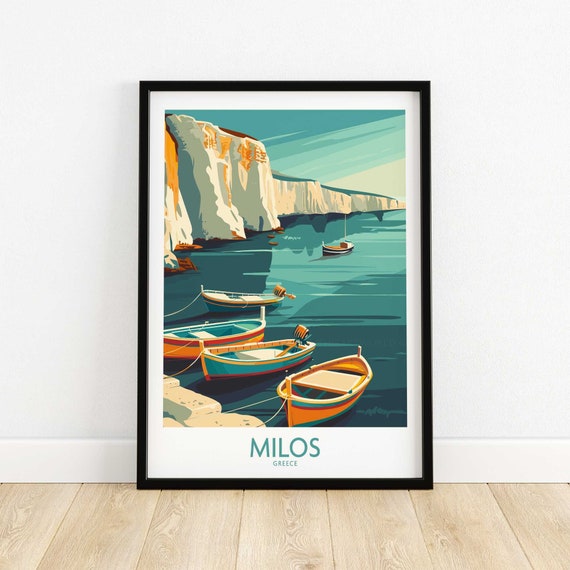 Milos Greece Wall Art Print Travel Poster Home Decor Artwork Gift Illustration Lover