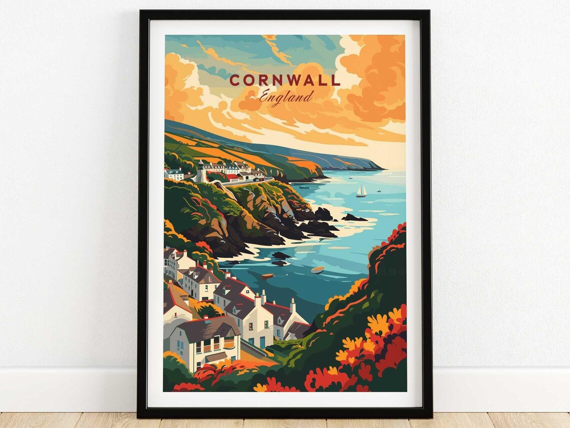 Cornwall Travel Poster, Home Decor Artwork