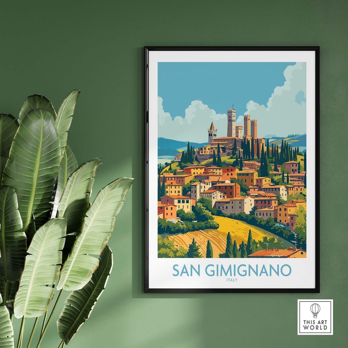 San Gimignano Tuscany Hill Town Cypress Trees Valley View Poster - Image 2