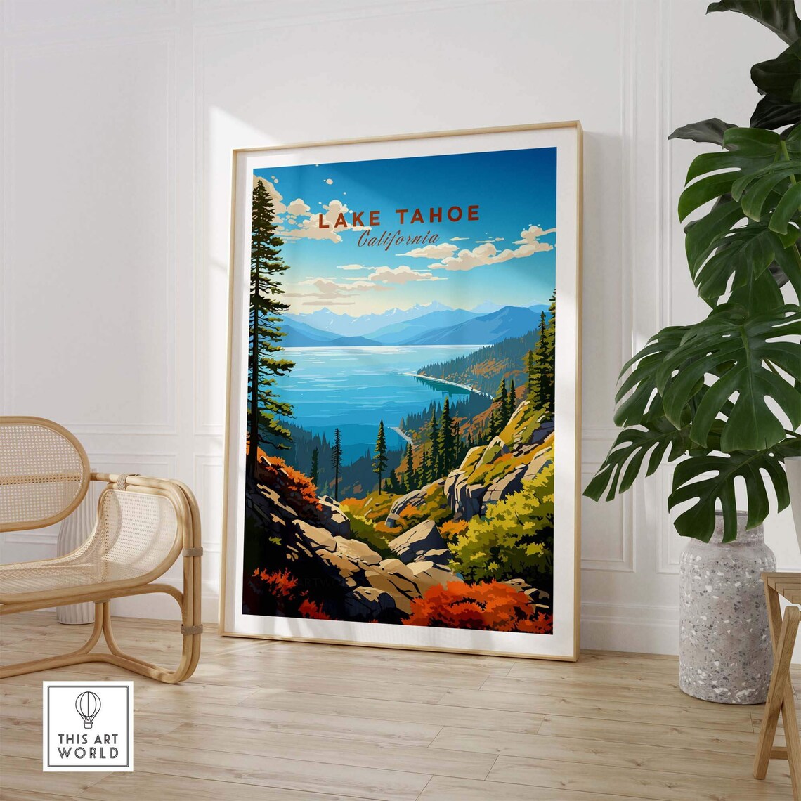 Lake Tahoe California Sierra Lake Vista Pine Forest Travel Poster - Image 2