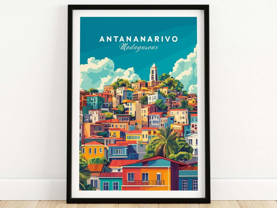 Antananarivo Travel Print, Colorful Skyline Art Print