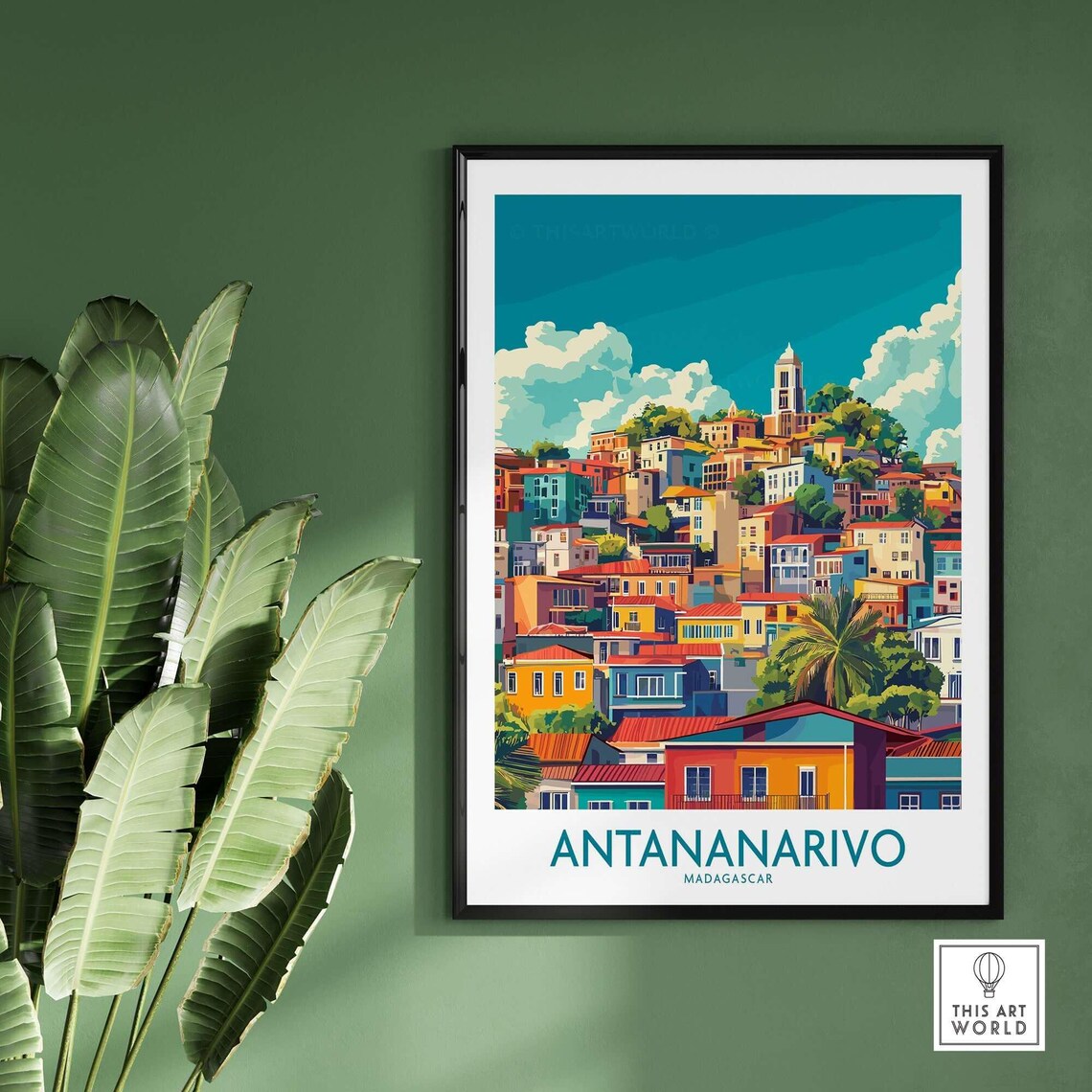 Antananarivo Madagascar Hillside Colorful Houses City Travel Poster - Image 2