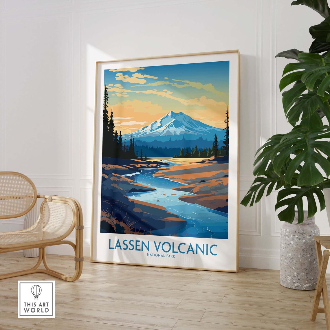 Lassen Volcanic National Park Snowy Volcano Peak River Poster - Image 3