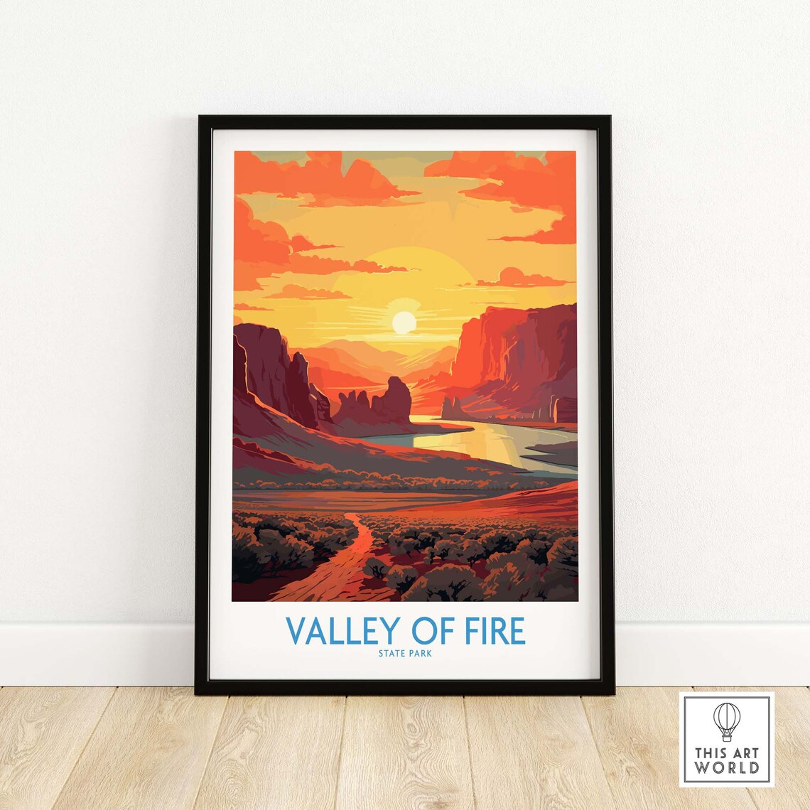 Valley of Fire State Park Red Rock Canyon Sunset Desert Travel Poster