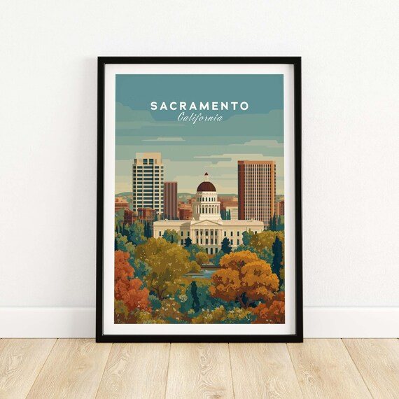 Sacramento California State Capitol Dome City Skyline Poster
