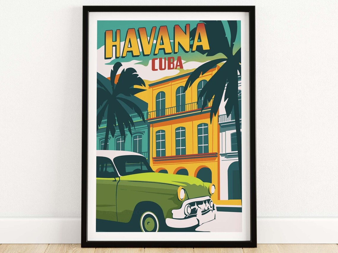 Havana Travel Poster, World & Cultural Art