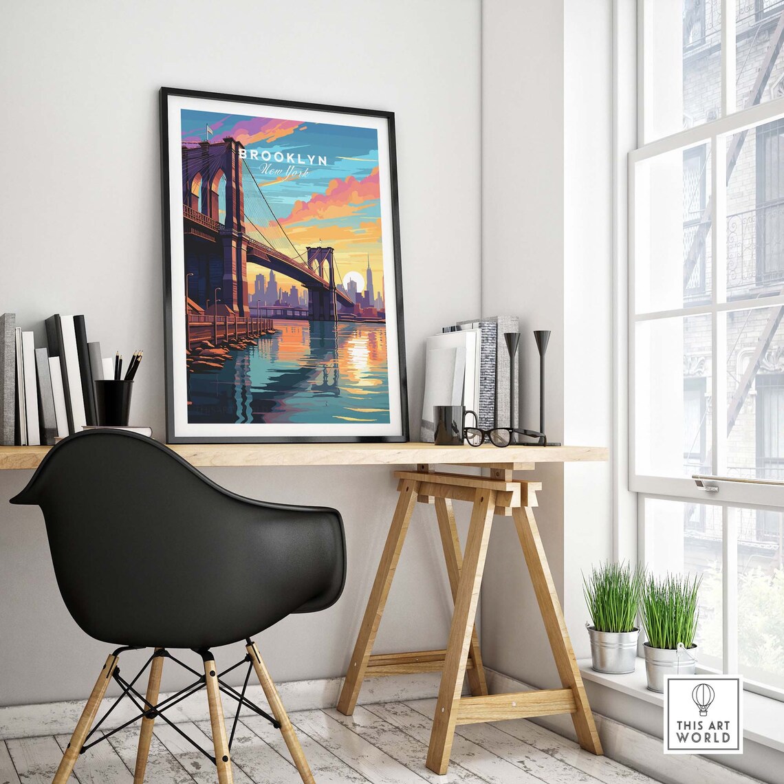 Brooklyn Bridge Travel Poster, Personalized Wall Art - Image 4