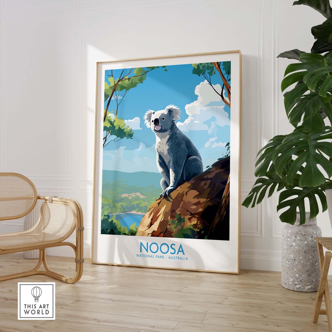 Noosa National Park Australia Koala Cliff Lookout Travel Poster - Image 3