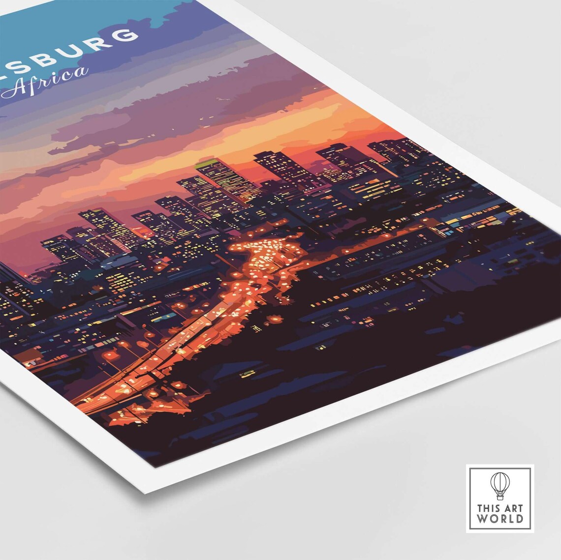 South Africa Skyline, Joburg at Night Art Print - Image 5