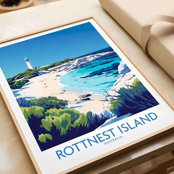 Rottnest Island Travel Poster, Australia Art Print