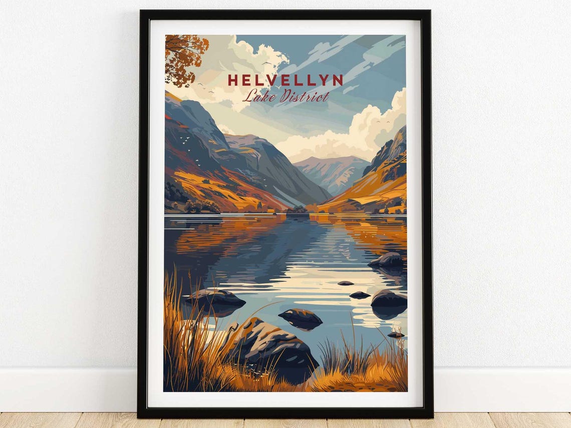 Helvellyn Lake District Travel Poster Wall Art Print Home Decor Artwork Gift Illustration Lover