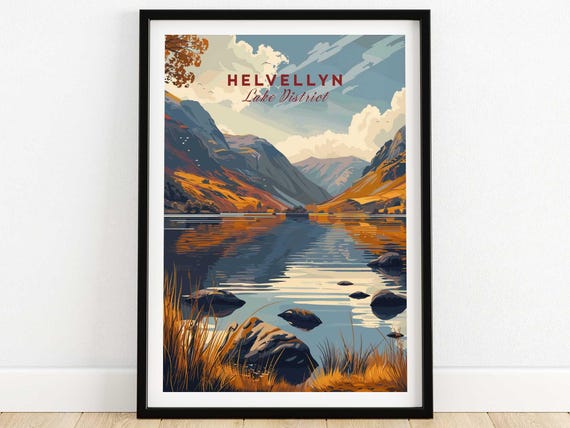 Helvellyn Lake District Travel Poster Wall Art Print Home Decor Artwork Gift Illustration Lover