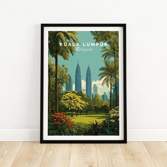 Kuala Lumpur Malaysia Petronas Towers Garden View Travel Poster