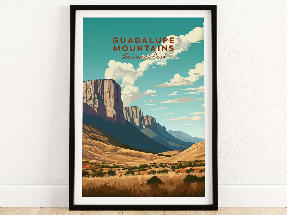 Guadalupe Mountains National Park El Capitan Vintage Travel Poster