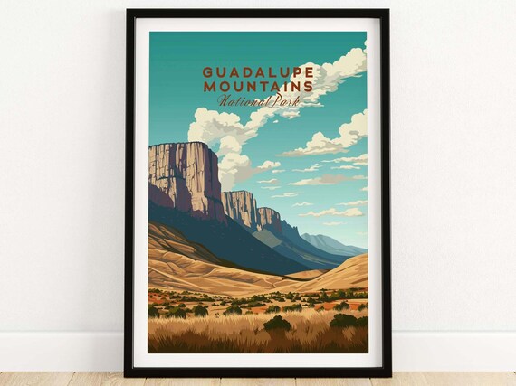 Guadalupe Mountains National Park El Capitan Vintage Travel Poster