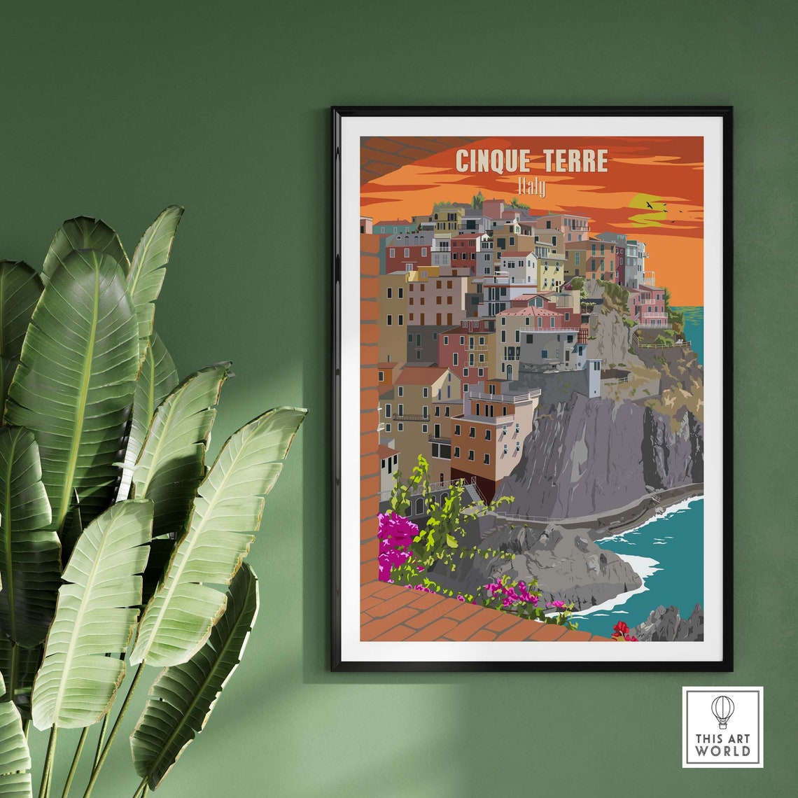 Cinque Terre Italy Cliffside Village Sunset Seaside Vista Poster - Image 3
