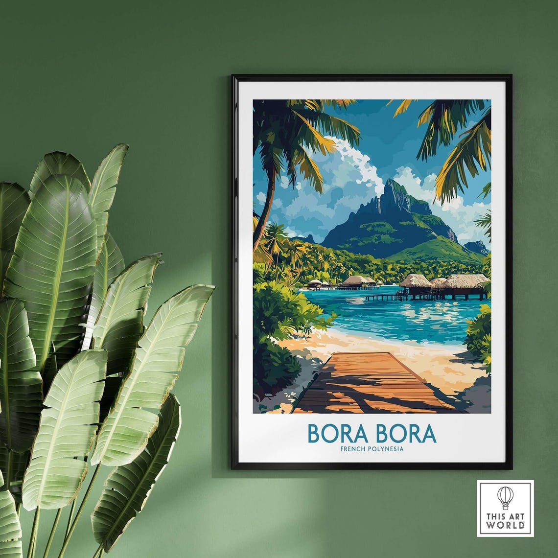 Bora Bora French Polynesia Overwater Bungalows Lagoon Travel Poster - Image 2