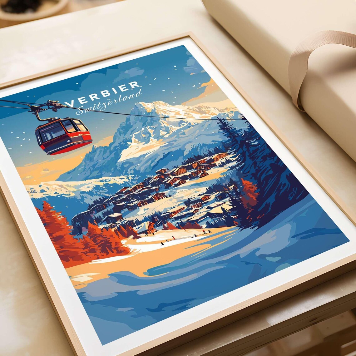 Verbier Switzerland Travel Poster, Home Decor Print - Image 4