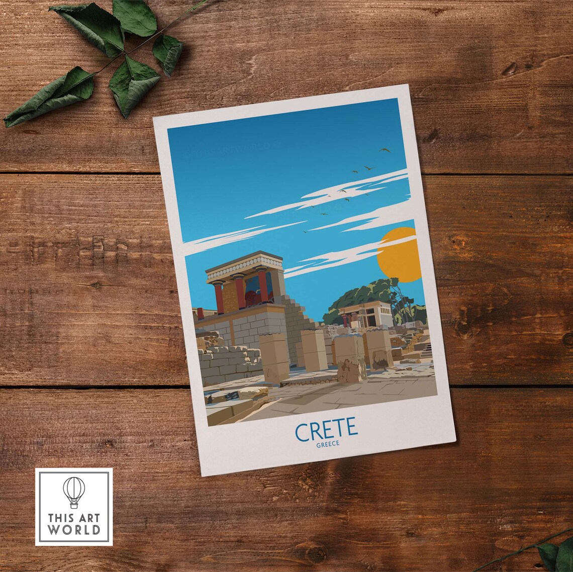 Crete Greece Ancient Knossos Palace Ruins Vintage Travel Poster - Image 2