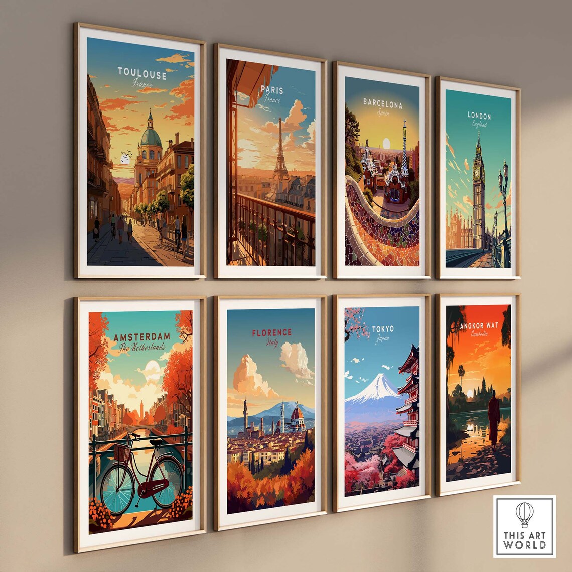 Toulouse France Street Sunset Dome Vintage Travel Poster Art - Image 3