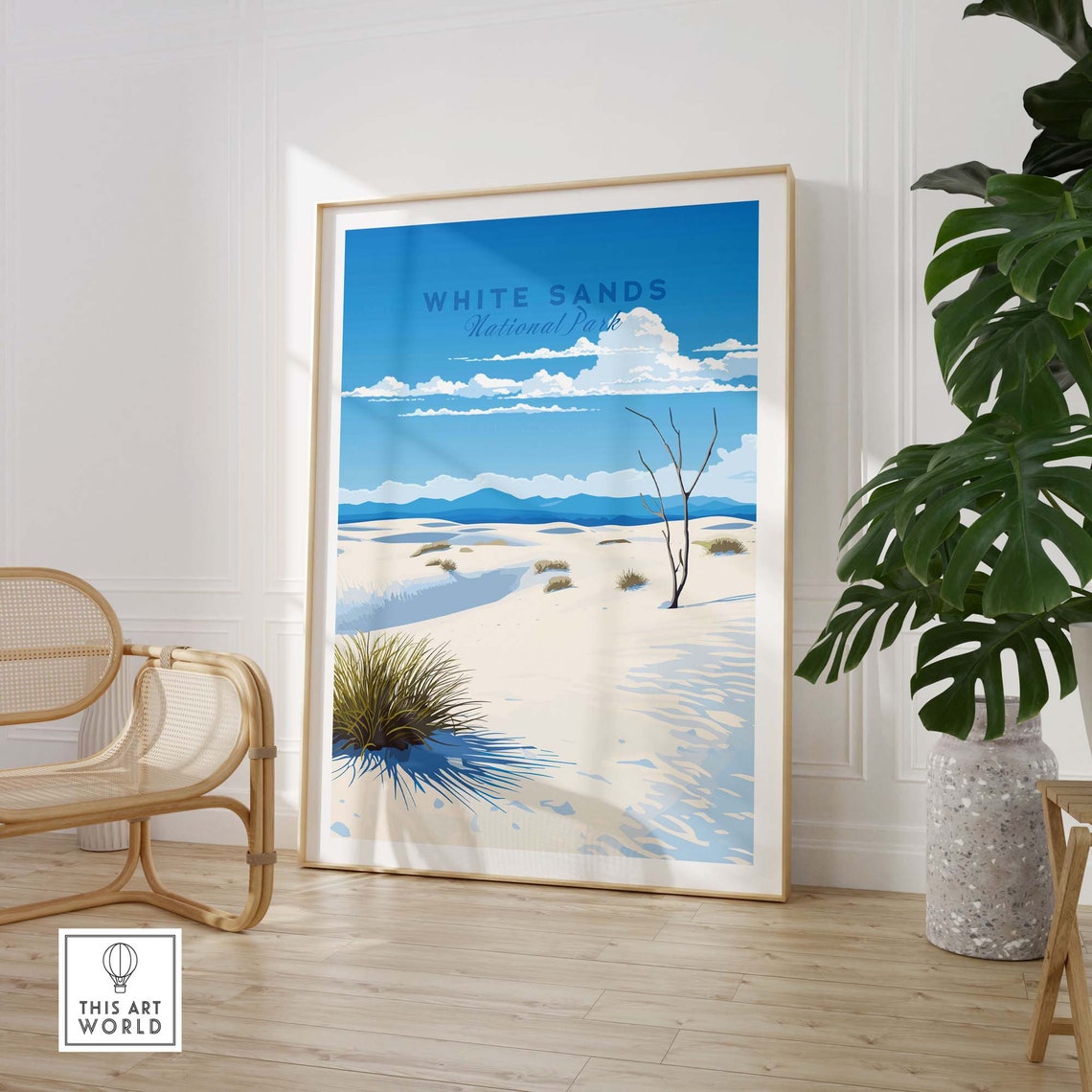 White Sands National Park New Mexico White Dunes Vintage Travel Poster - Image 3