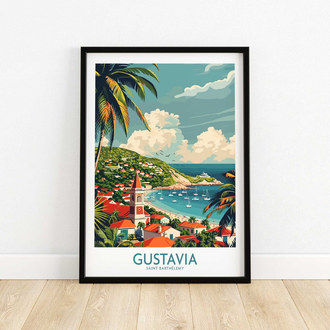 Gustavia Wall Art Saint Barthlemy Print Travel Poster Home Decor Artwork Gift Illustration Lover