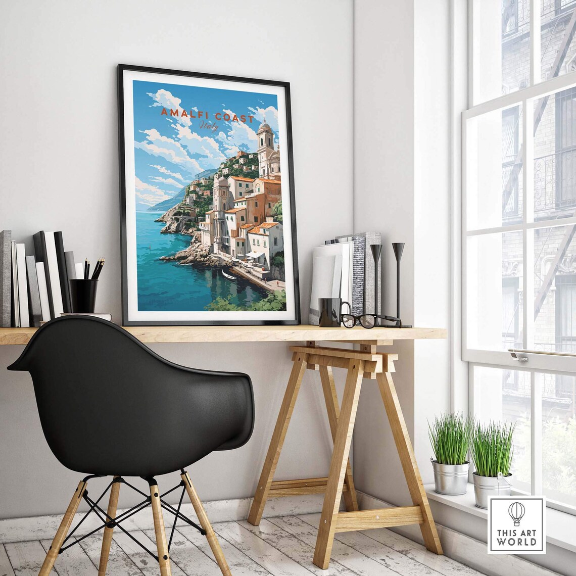 Amalfi Coast Italy Cliffside Village Vintage Travel Poster Art - Image 4