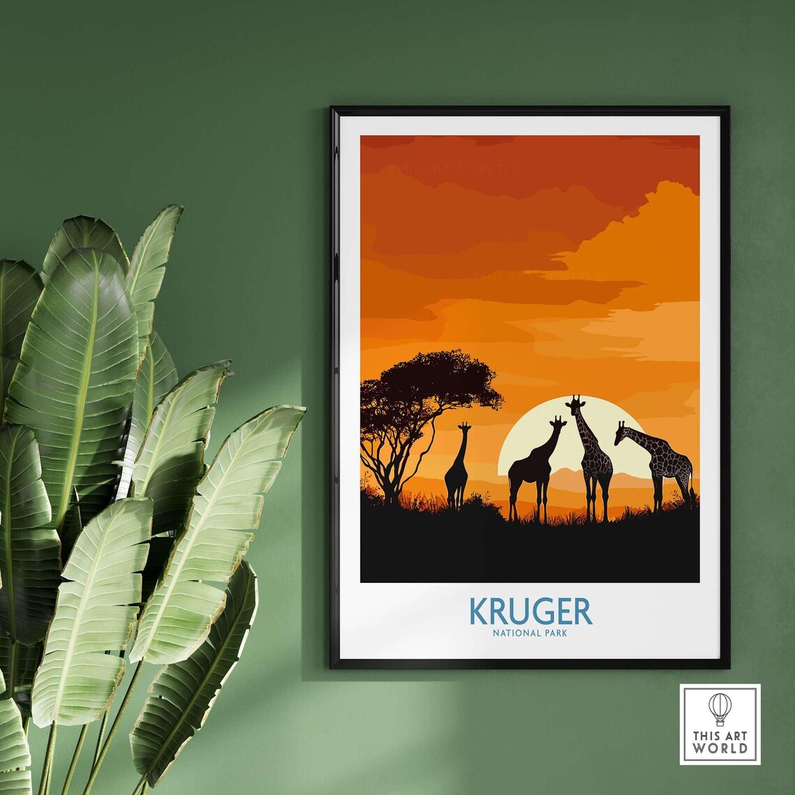 Kruger Park Travel Poster, Giraffe Lovers Gift - Image 2