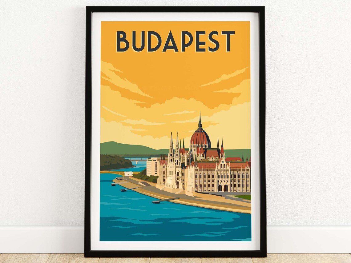 Budapest Travel Poster, Hungarian Home Decor Art Print