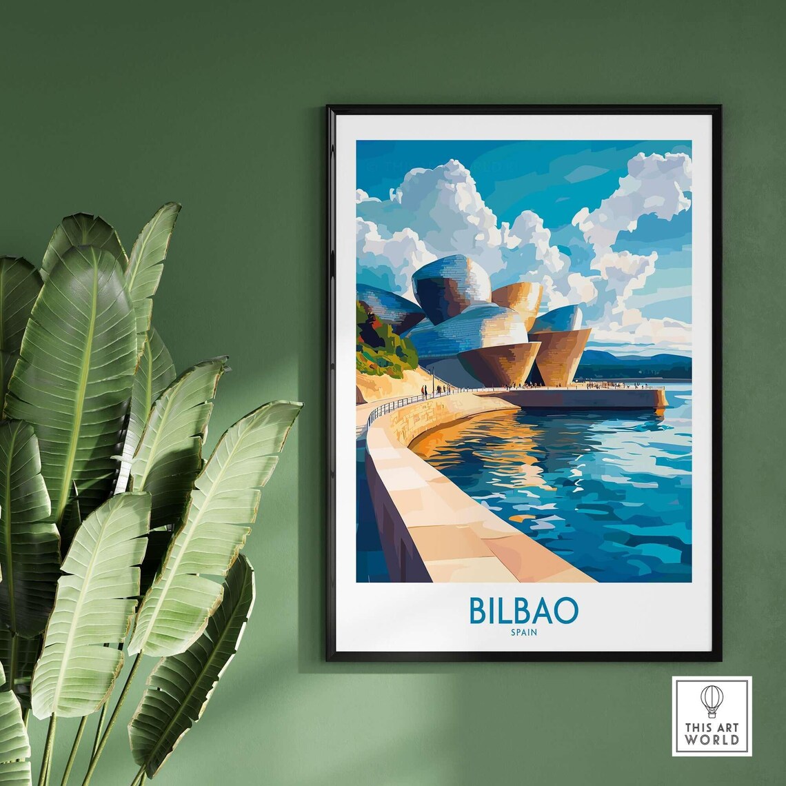 Bilbao Spain Guggenheim Museum Promenade River View Travel Poster - Image 2