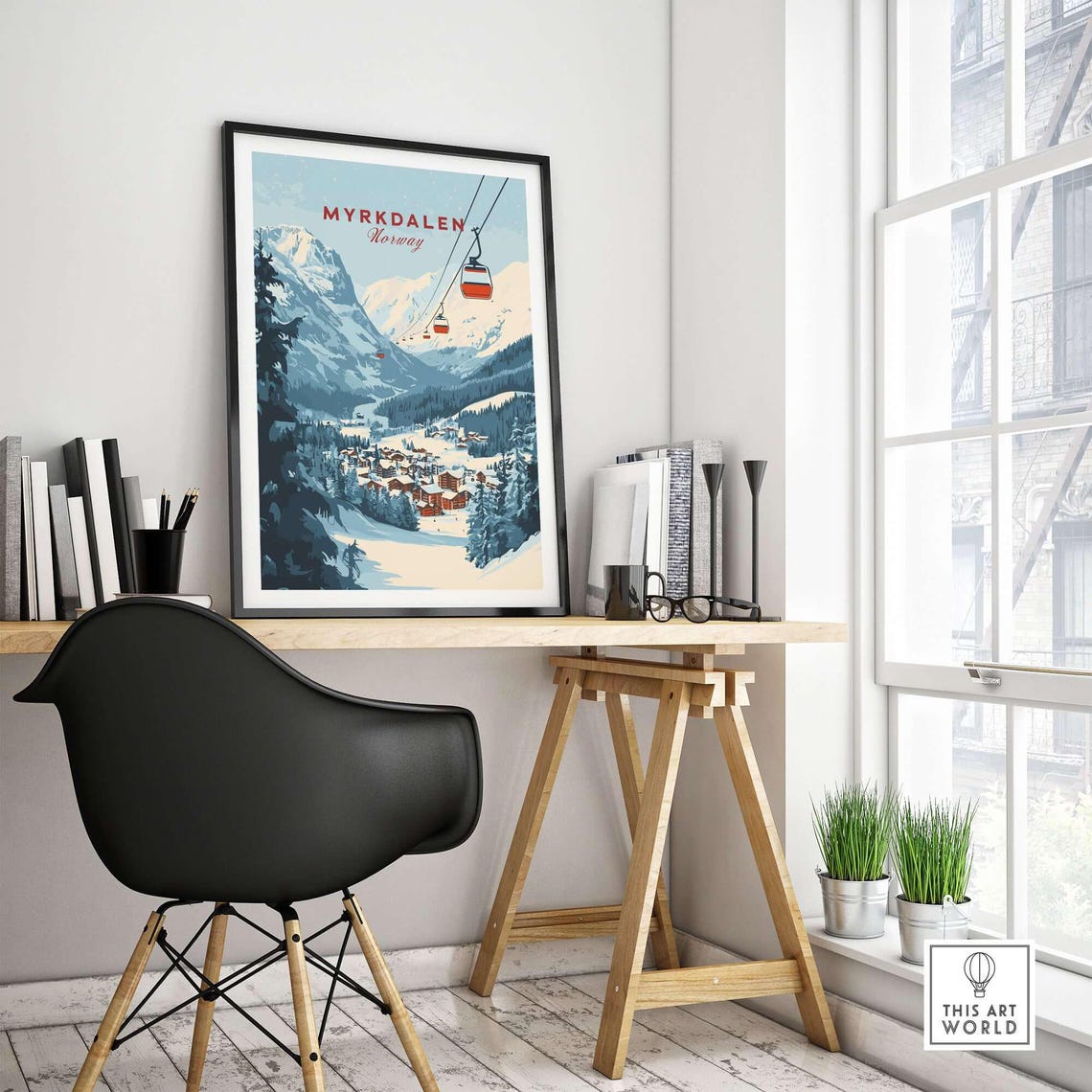 Myrkdalen Ski Poster, Winter Enthusiast Art Print - Image 4