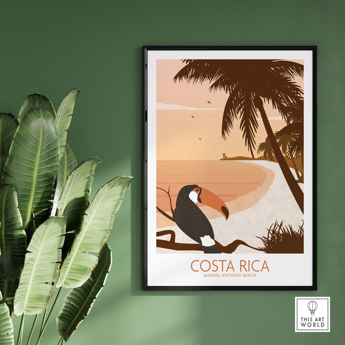 Costa Rica Tropical Beach Travel Poster, Toucan - Image 3