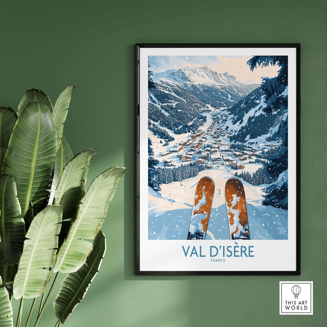 Val Disere Ski Art Print, Ski Lodge Decor - Image 2