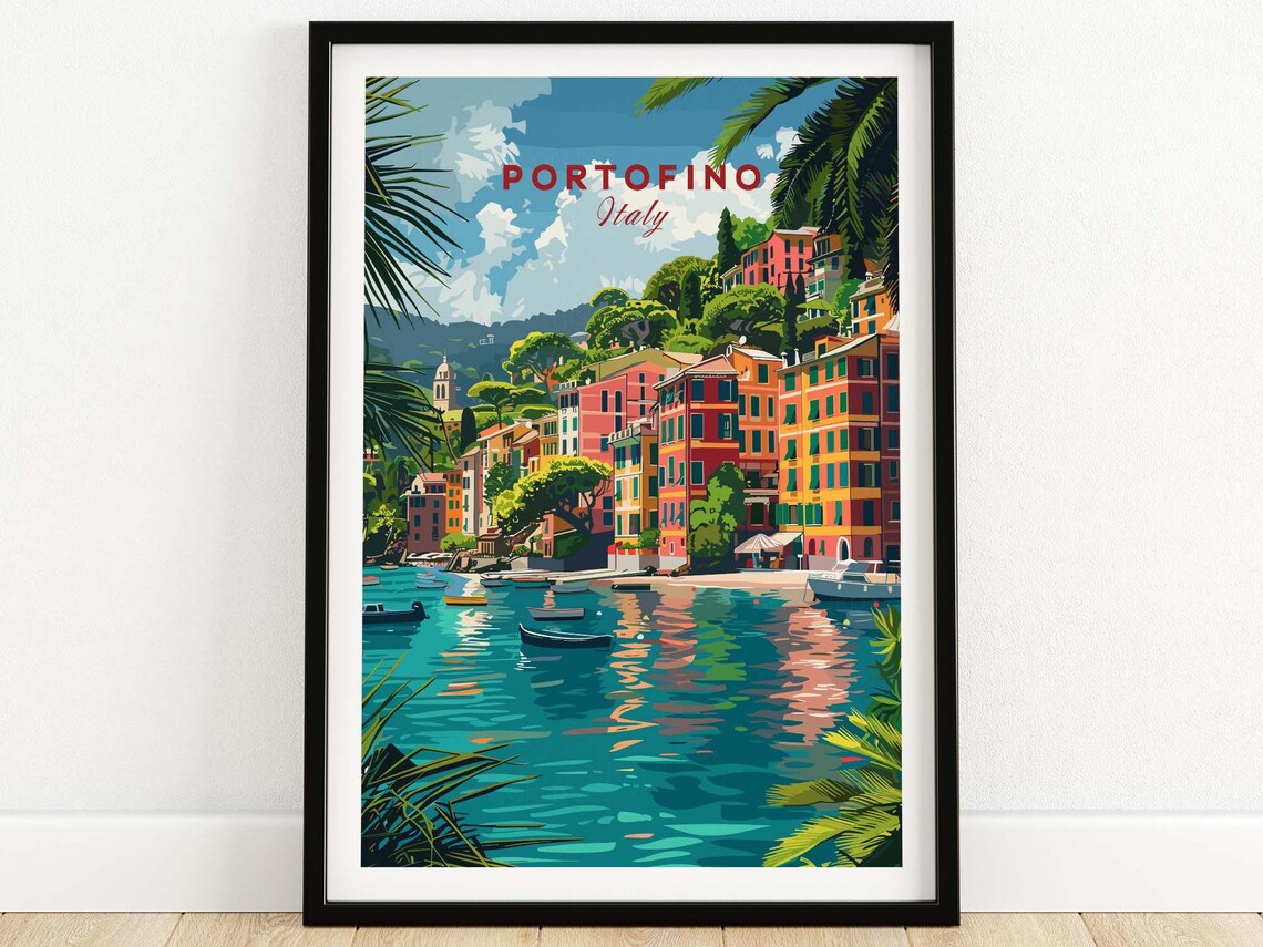 Portofino Italy Travel Poster, Italian Riviera