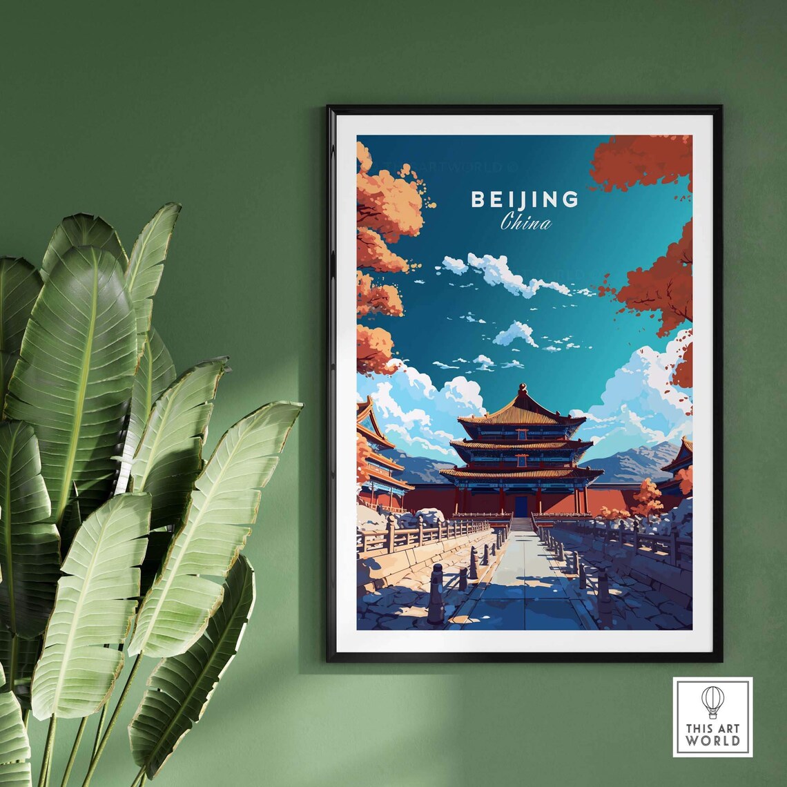 Beijing China Imperial Palace Hall Autumn Vintage Travel Poster - Image 2
