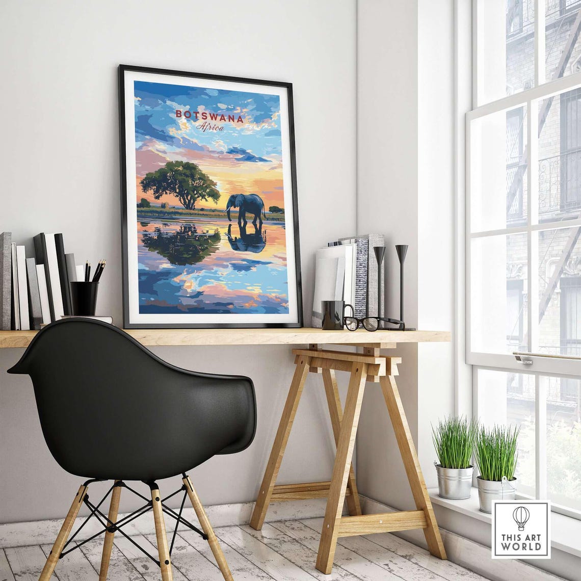 Botswana Elephant Art Print, Home Decor - Image 4