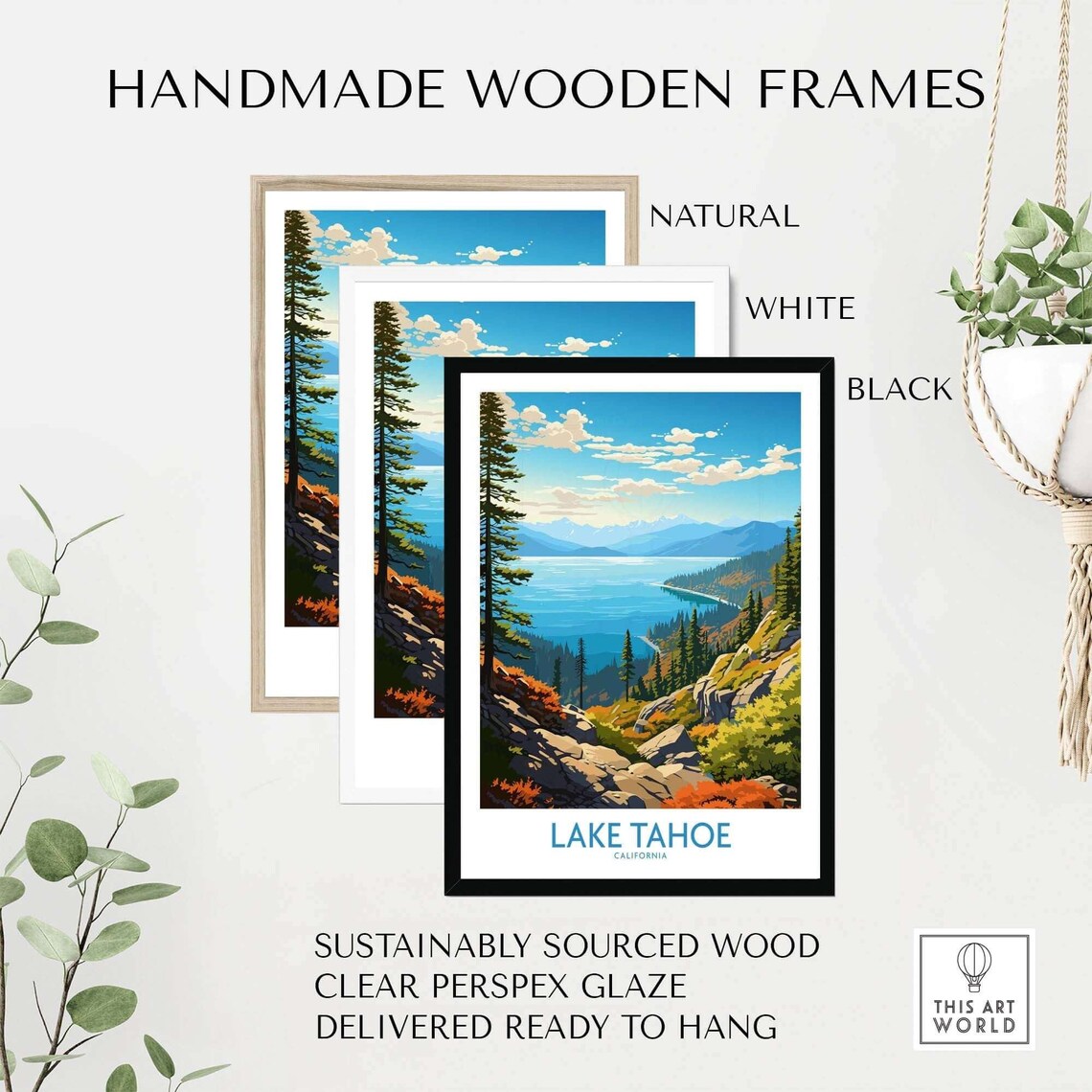 Lake Tahoe California Autumn Pine Lake Vintage Travel Poster - Image 4