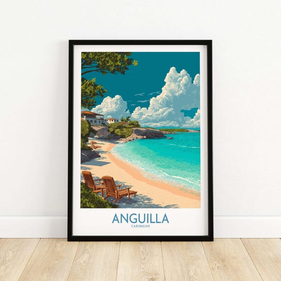Anguilla Travel Print Wall Art Poster Artwork Home Decor Gift Lovers Illustration