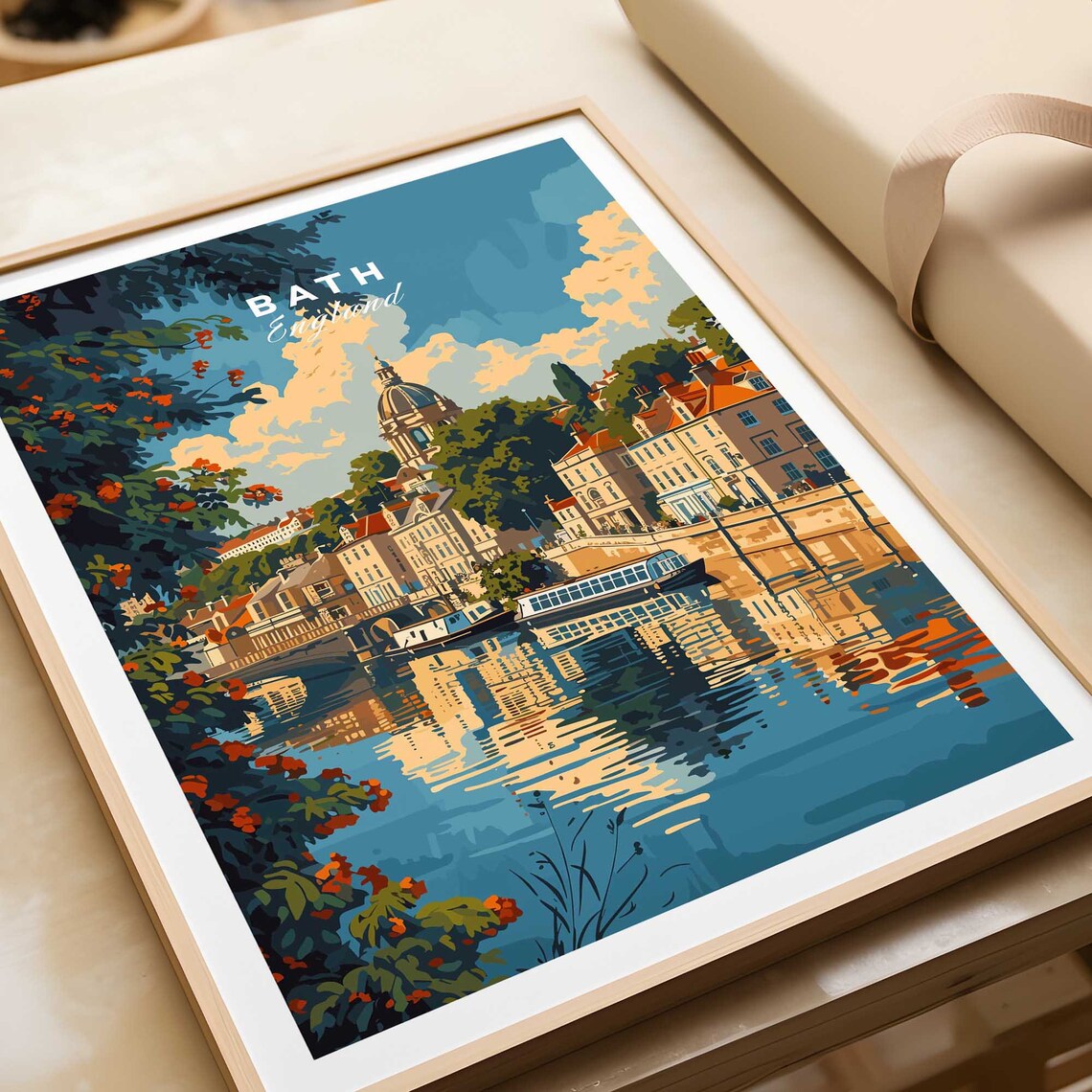Bath England Riverside Boats Georgian Architecture View Poster - Image 4