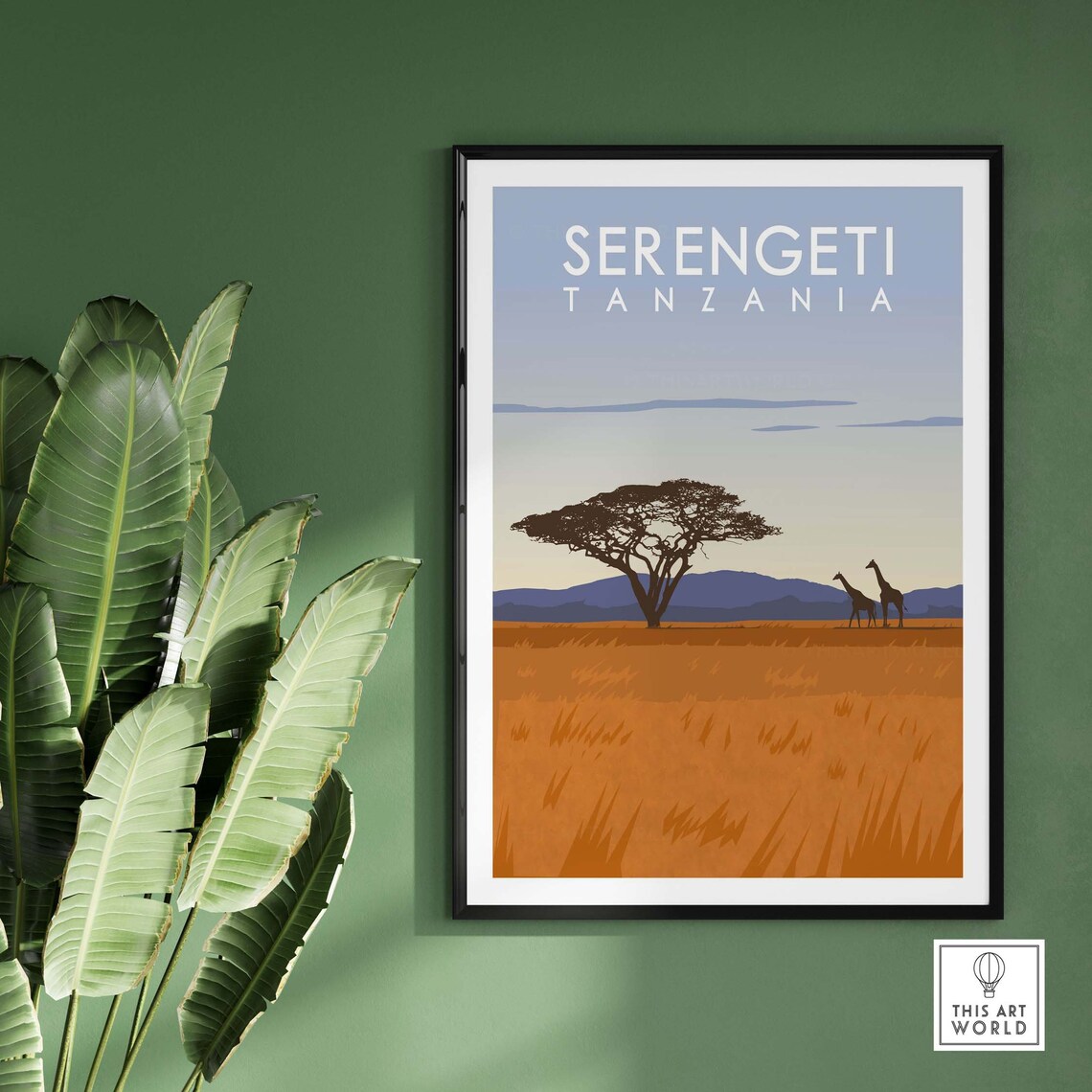 Serengeti Tanzania Travel Poster, African Safari Art Print - Image 2