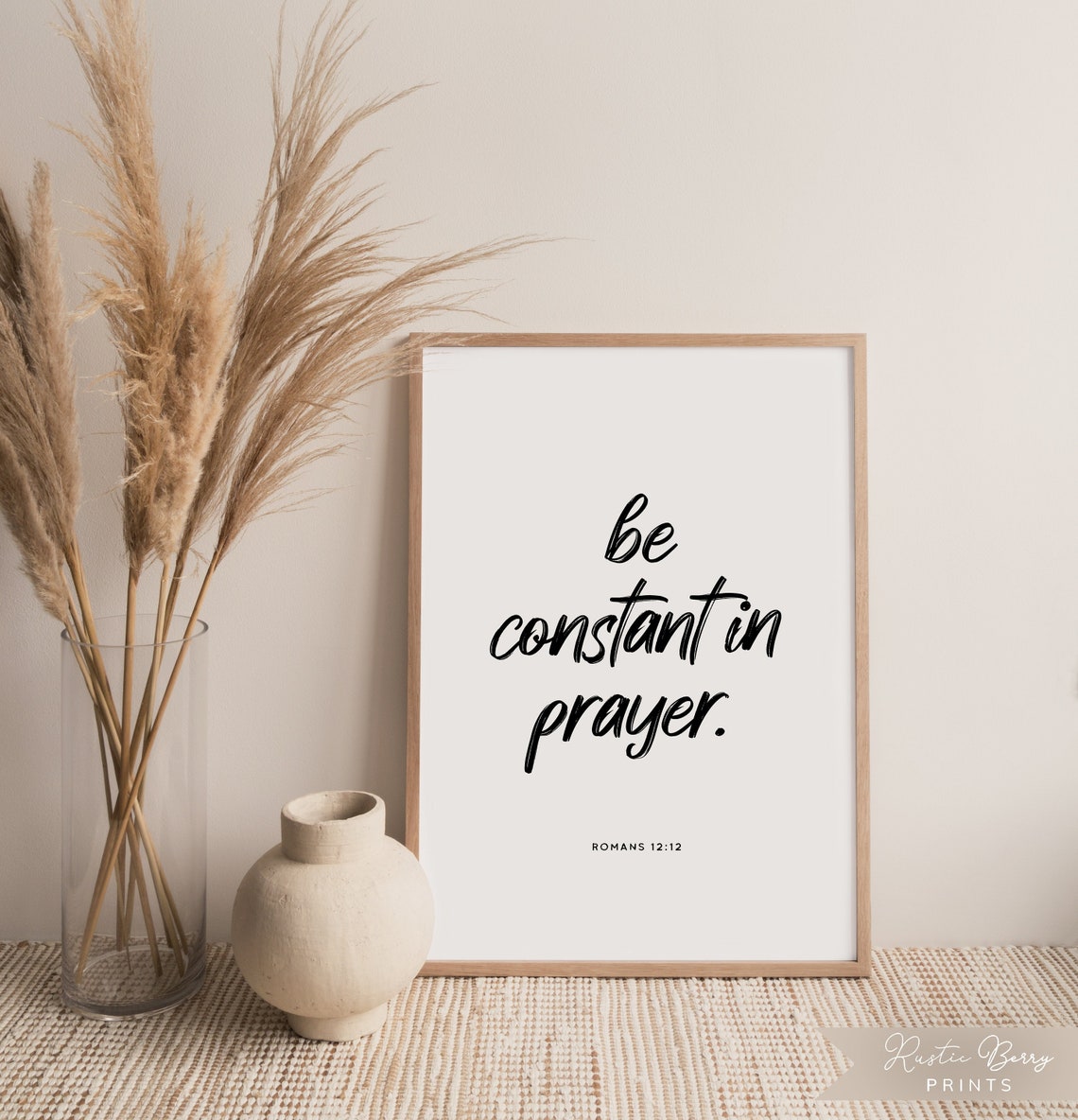 Romans 1212 Bible Quote Wall Art Be Constant In Prayer Modern Minimalist Bible Verse Instant Download