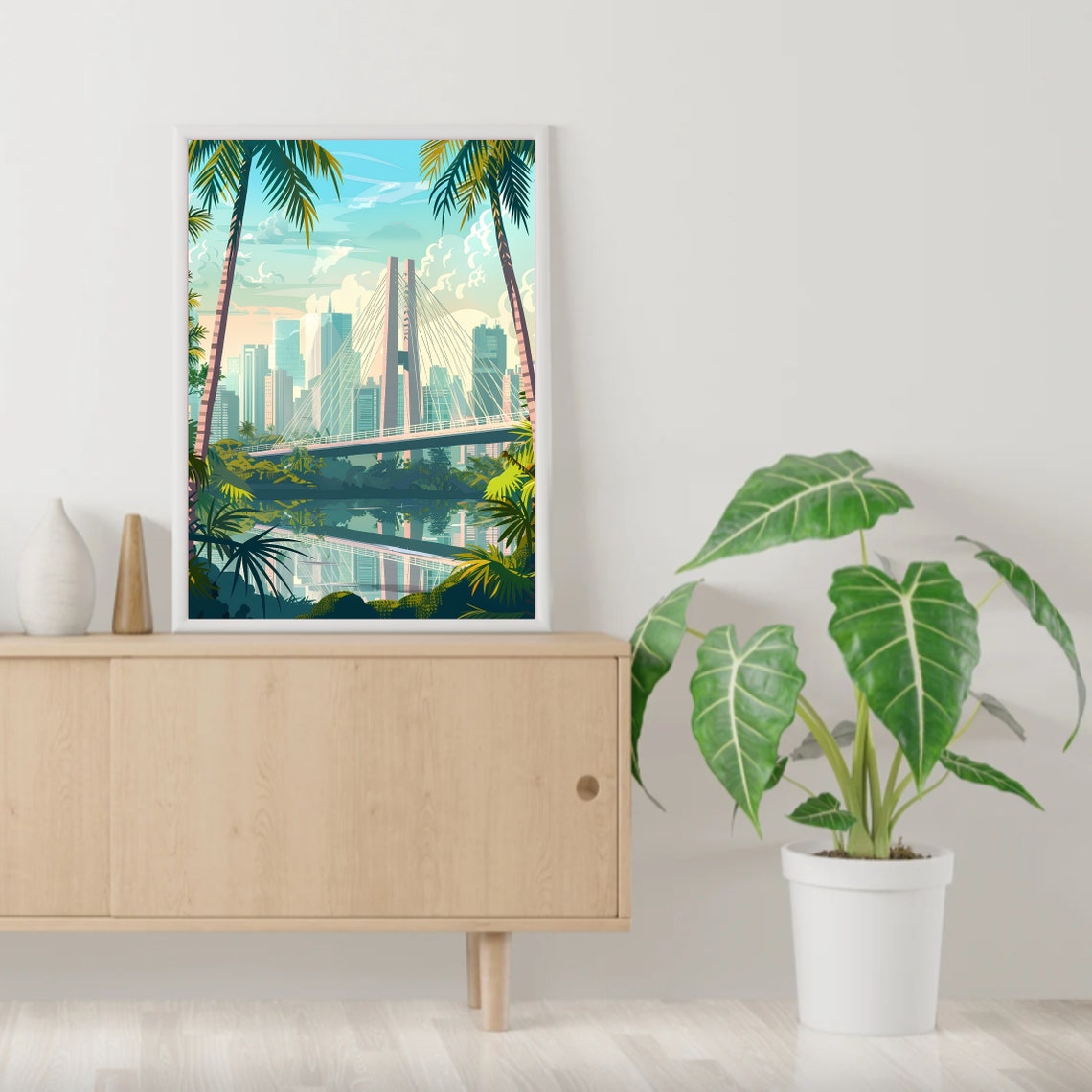 Sao Paolo Print Brazil Illustration Sao Paolo Travel Poster Sao Paolo Painting Floral Print Nostalgia Print - Image 2