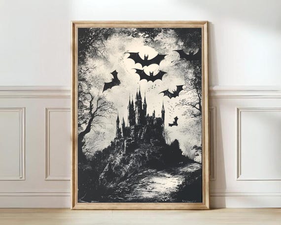 Halloween Print Haunted House Print Halloween Gallery Wall Halloween Poster Moody Gothic Print Spooky Fall Decor Halloween Decor