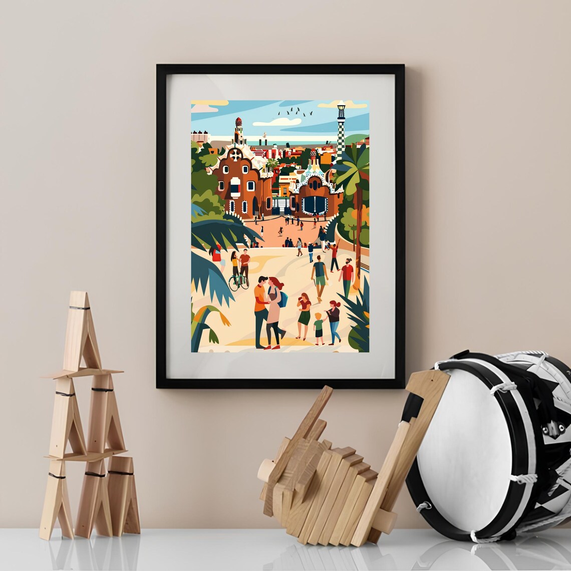 Barcelona Spain Park Guell Gaudi Architecture Daytime Scene Poster - Image 3
