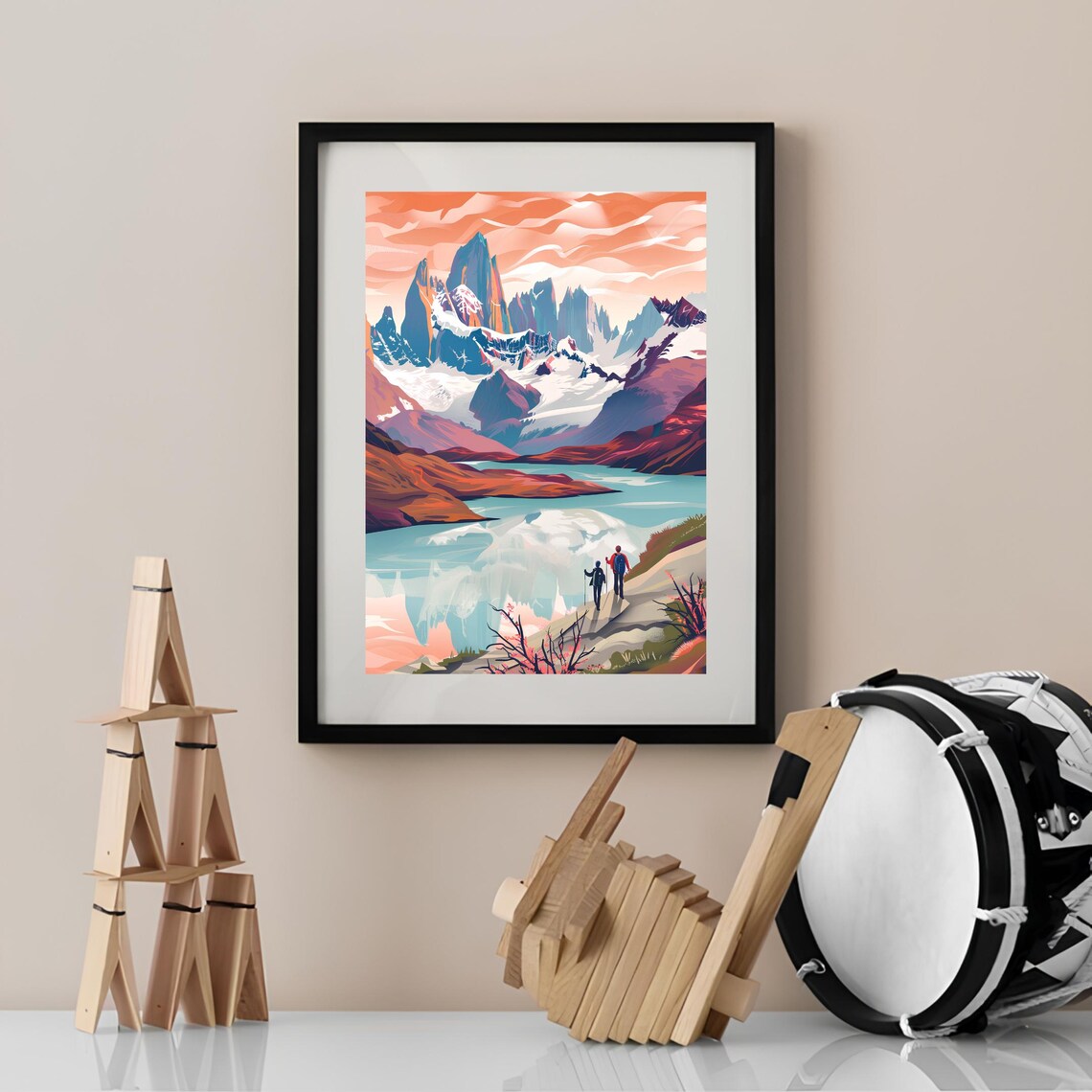 Patagonia Chile Travel Poster, Mountain Landscape - Image 2