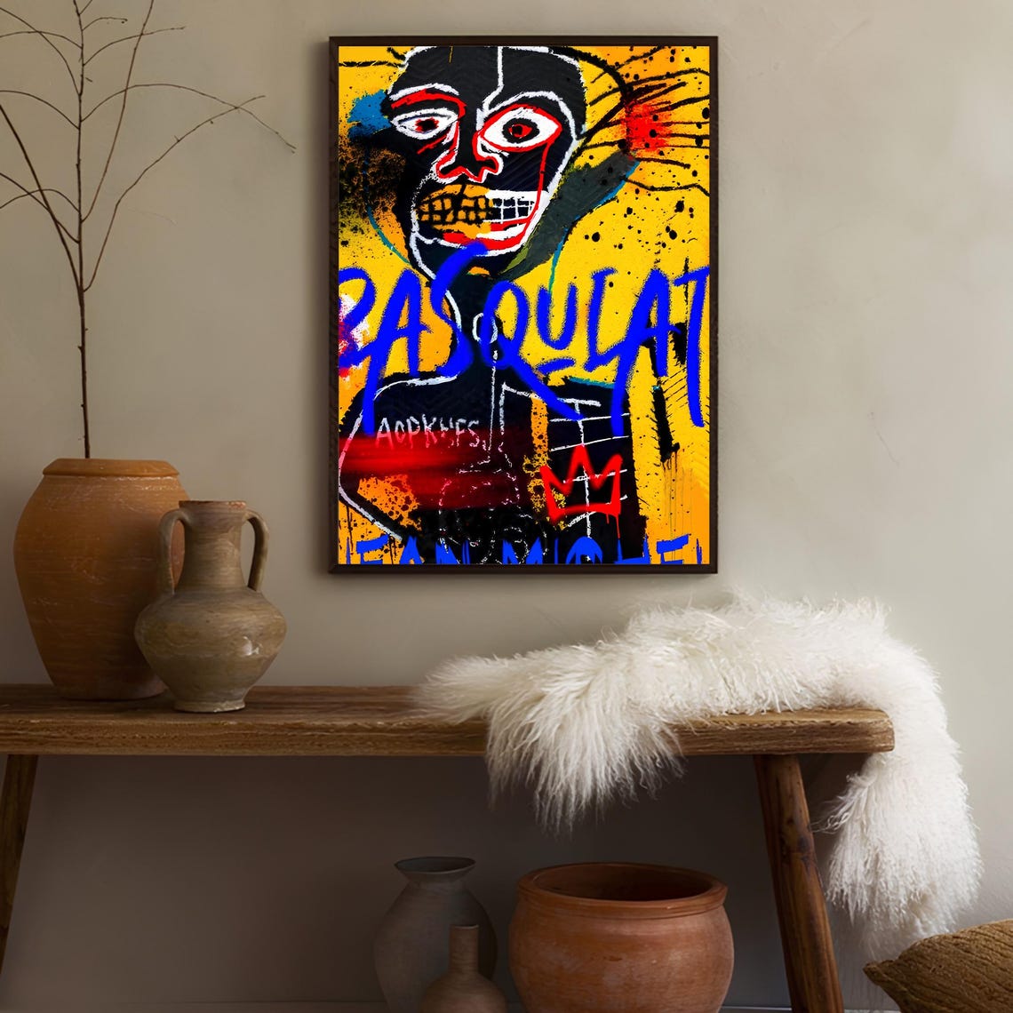 Basquiat Graffiti Portrait Yellow Expressionist Exhibition Art Poster - Image 3