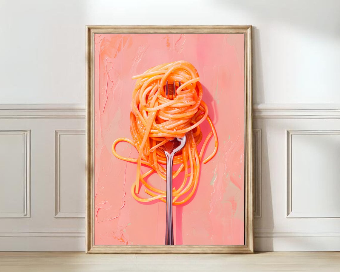Pasta Print, Eclectic Maximalist Kitchen Poster
