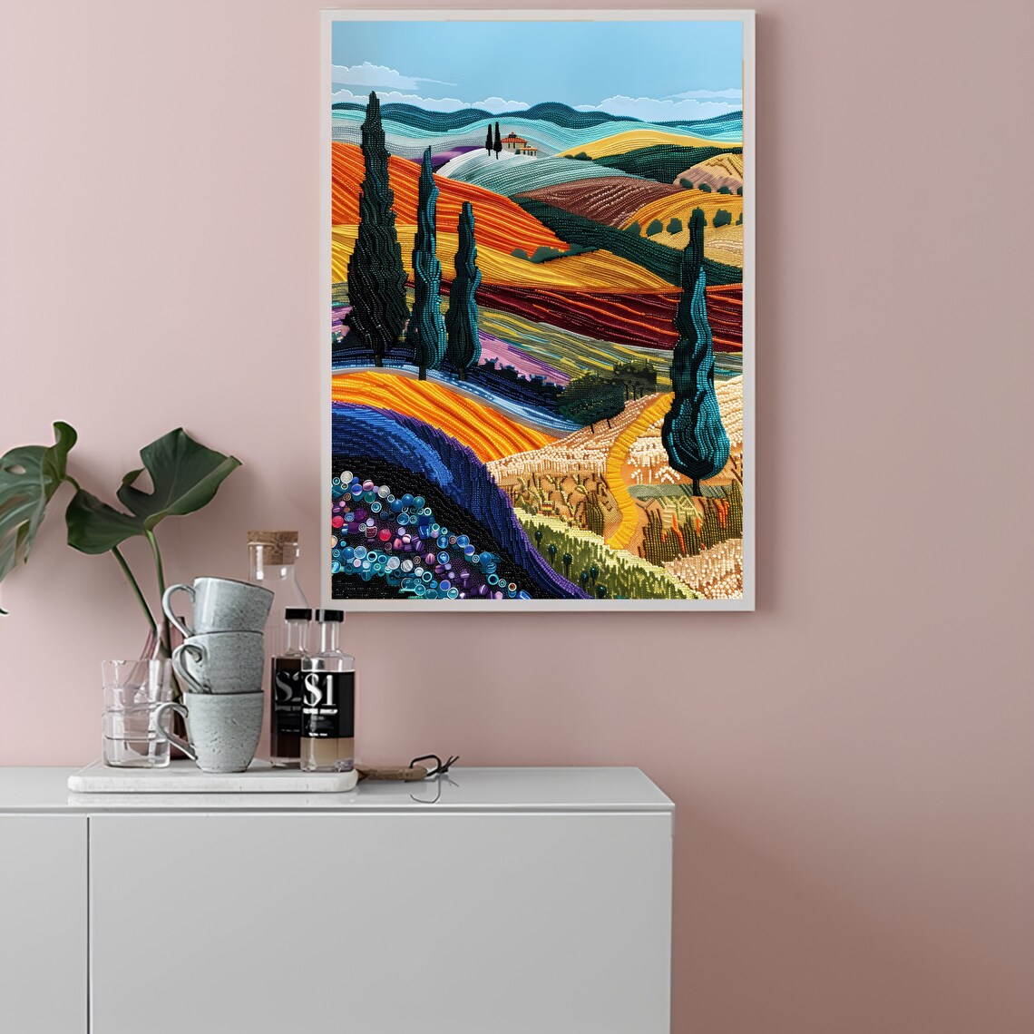Tuscany Mosaic Travel Poster, Eclectic Italy Art Print - Image 2